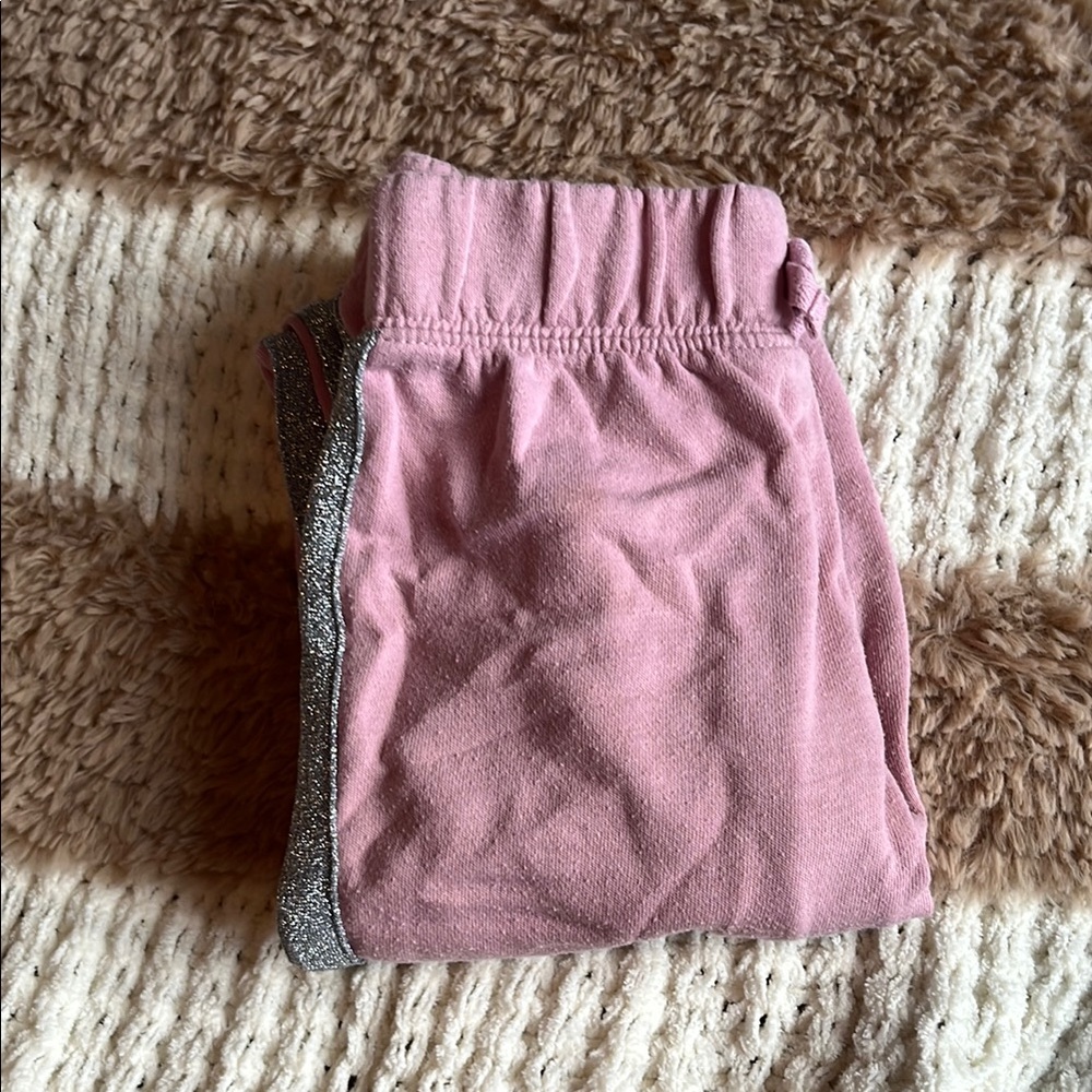 Pink sweatpants with Silver Glitter Stripe